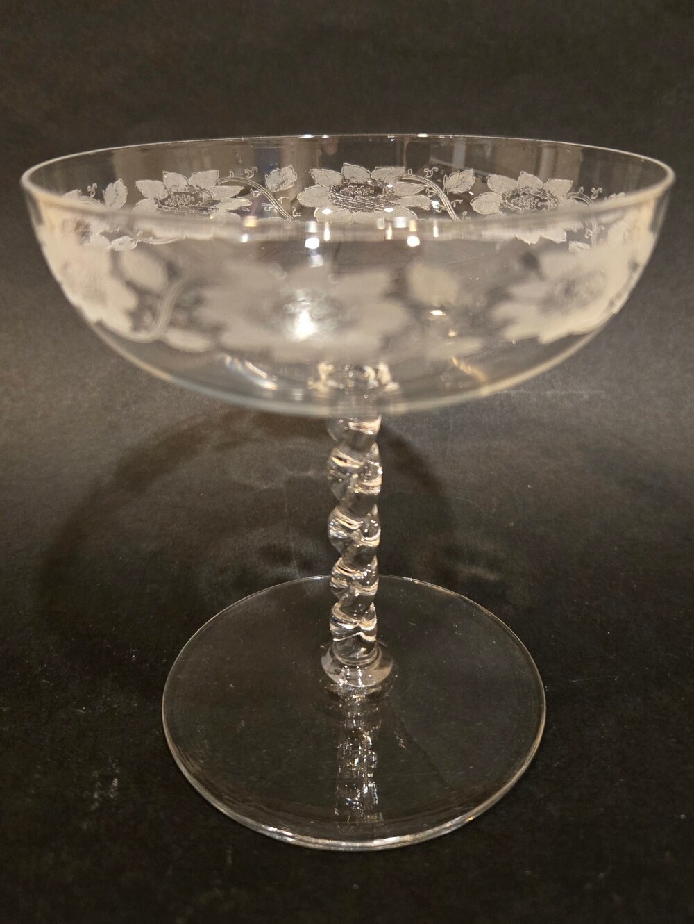 Fostoria Etched Springtime Wine Glass